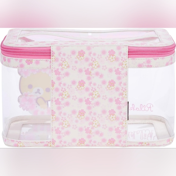 🌸🐻 NWT San-x Rilakkuma Korilakkuma Sakura Clear Cosmetics Makeup Pouch Bag - Picture 3 of 10